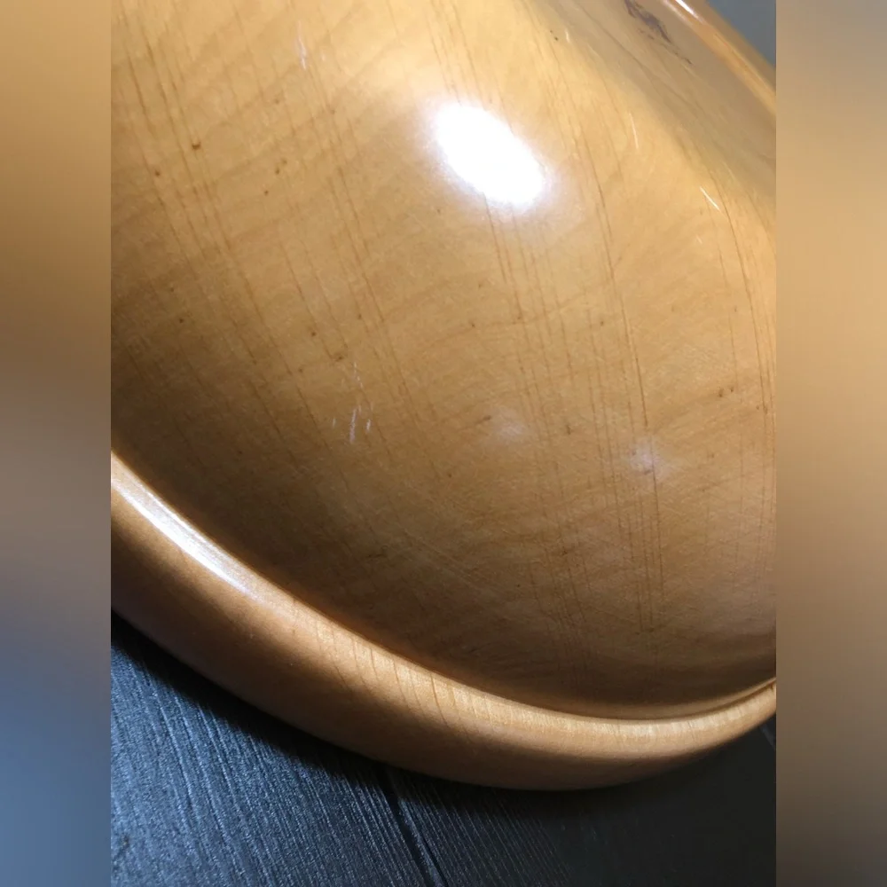 Manzoni Pietro Vietri Woodware Wooden Bowl HandMade 13.25X4.5 in Made In Italy